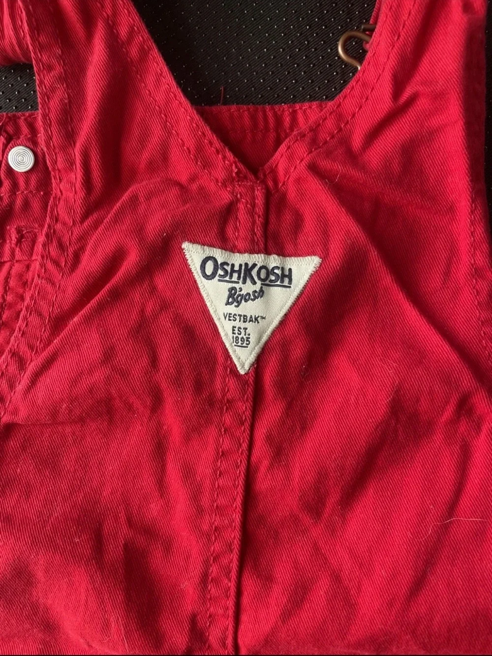 OshKosh B'gosh Red Girls' Shortall Overalls with Lace Trim